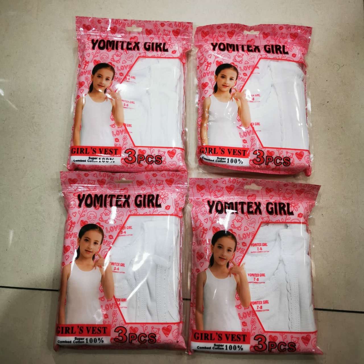Yomitex White 100% Cotton Vests for Kids Baby Girls (3 in 1)