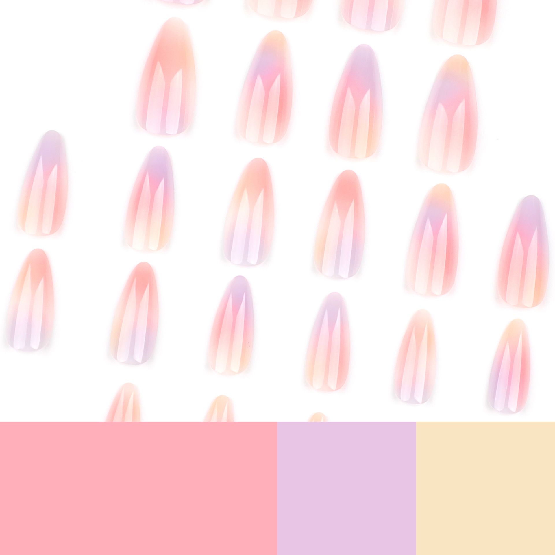 24Pcs/Set False Nail Stickers Set Full Cover Multicolor Nail Designs Press for Womens