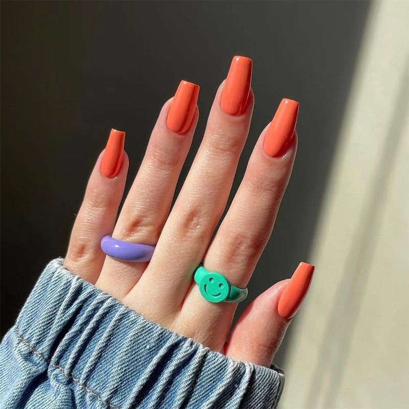24pcs Colourful Wearable Nail Stickers detachable False Nail Tips With Jelly Stickers Nails Art Fake Nails Stickers