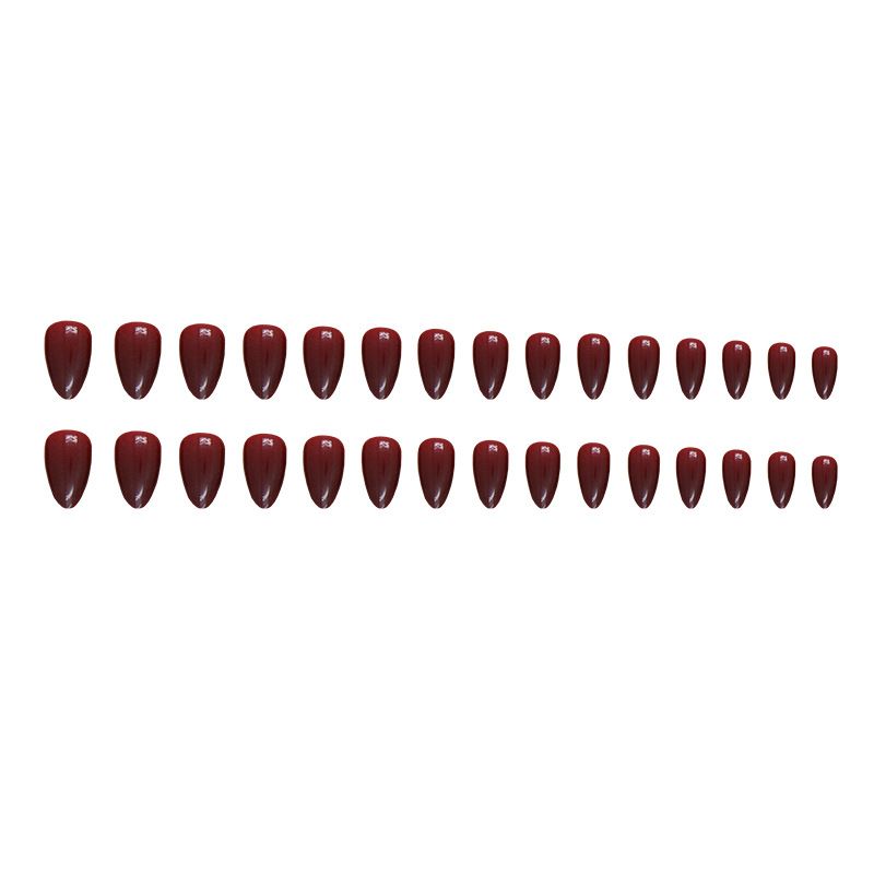 30pcs Wine Red Wearable Nail Stickers Detachable False Nail Tips With Jelly Stickers Nails Art Fake Nails Stickers for Women view 4