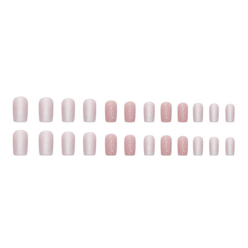 24pcs Shiny Fake Nails Reusable Stick On Nails Press on Full Cover False Nail Tips with Jelly Stickers Makeup Accessories Pink Wine view 4