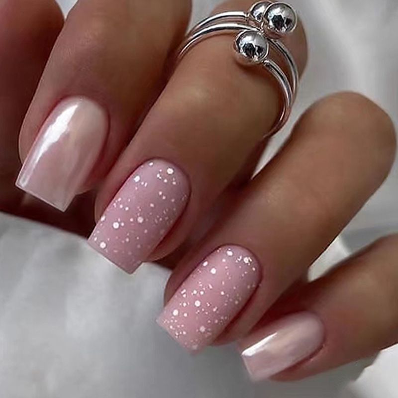 24pcs Shiny Fake Nails Reusable Stick On Nails Press on Full Cover False Nail Tips with Jelly Stickers Makeup Accessories Pink Wine view 2