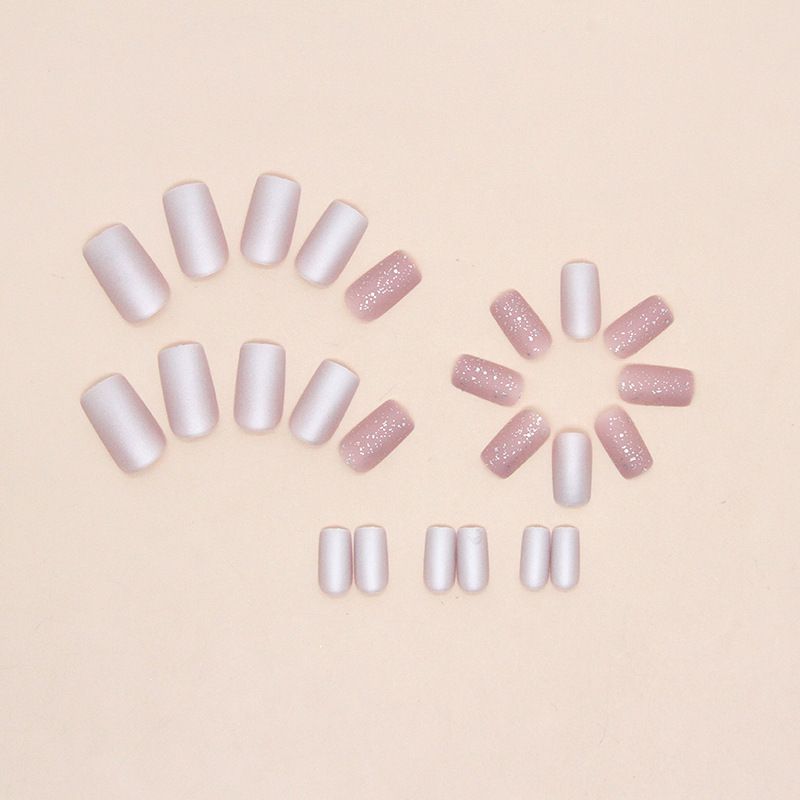 24pcs Shiny Fake Nails Reusable Stick On Nails Press on Full Cover False Nail Tips with Jelly Stickers Makeup Accessories Pink Wine view 5