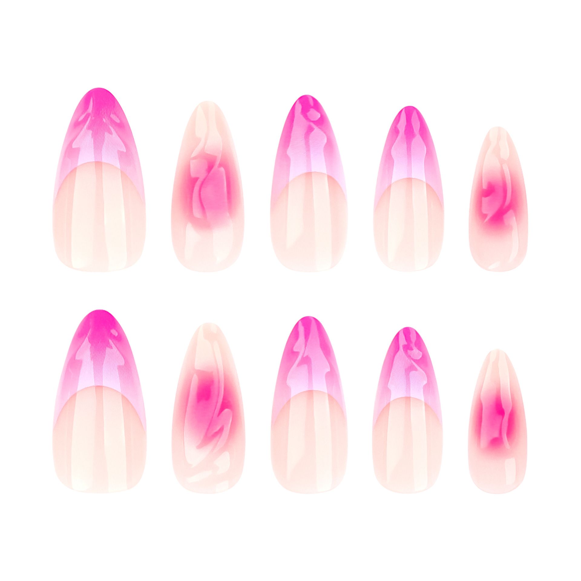 24Pcs/Set Pink Tear 3D Reusable Wearable False Nail Stickers Set Full Cover Nail Designs Press for Womens view 6
