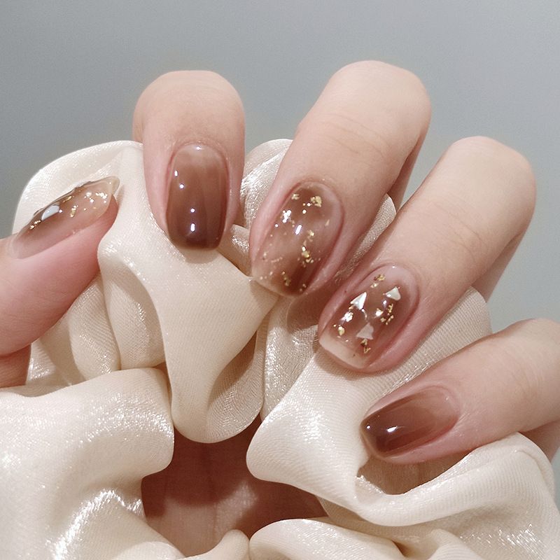 24pcs Makeup Nails Artificial Nails Chips Manicure Wearable Nail Stickers Nail Art Chips Finished Press on Nail Smudging Design