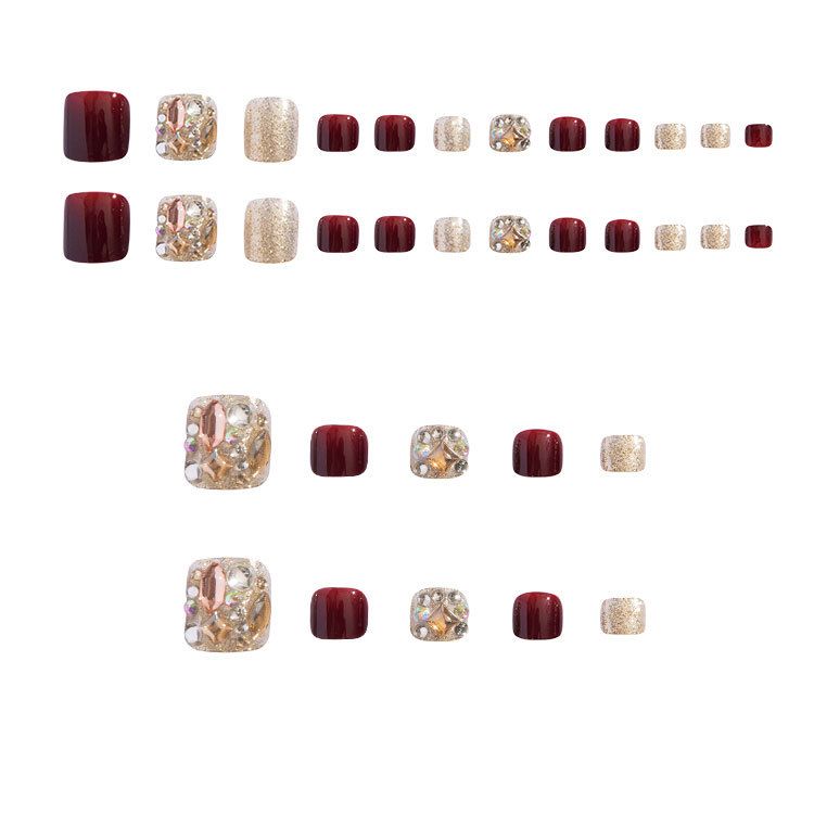24 pcs Toe Fake Nails Toenail Wearable Nail Stickers Detachable False Nail Tips With Jelly Stickers Nails Art