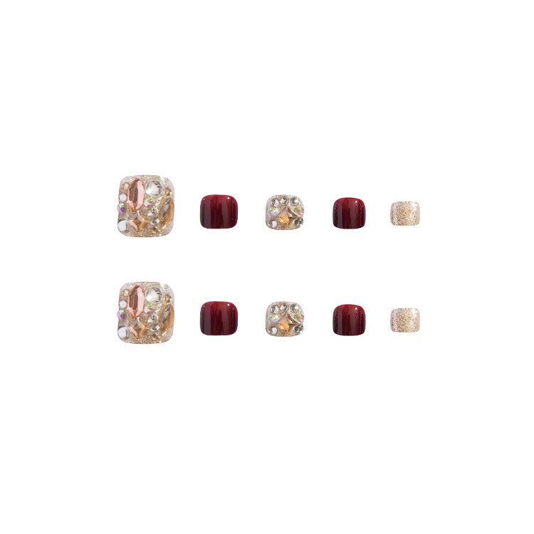 24 pcs Toe Fake Nails Toenail Wearable Nail Stickers Detachable False Nail Tips With Jelly Stickers Nails Art