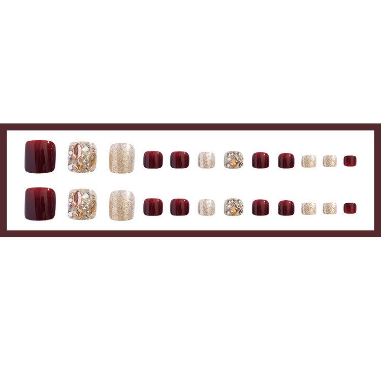 24 pcs Toe Fake Nails Toenail Wearable Nail Stickers Detachable False Nail Tips With Jelly Stickers Nails Art