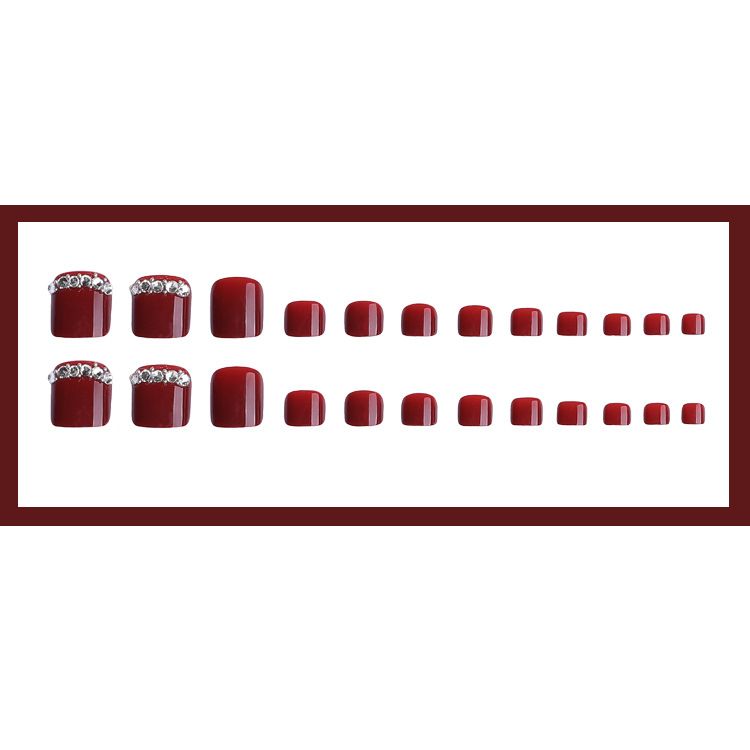 24 pcs Toe Fake Nails Toenail Wearable Nail Stickers Detachable False Nail Tips With Jelly Stickers Nails Art