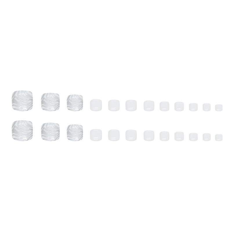 24 pcs Toe Fake Nails Toenail Wearable Nail Stickers Detachable False Nail Tips With Jelly Stickers Nails Art