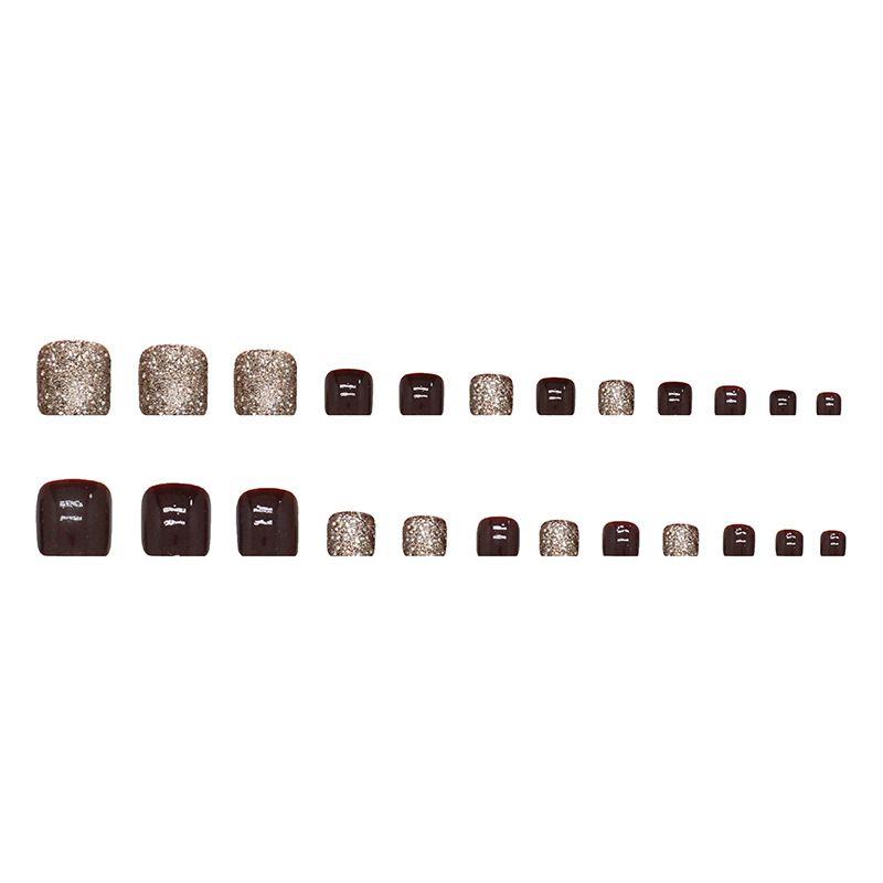 24 pcs Toe Fake Nails Toenail Wearable Nail Stickers Detachable False Nail Tips With Jelly Stickers Nails Art