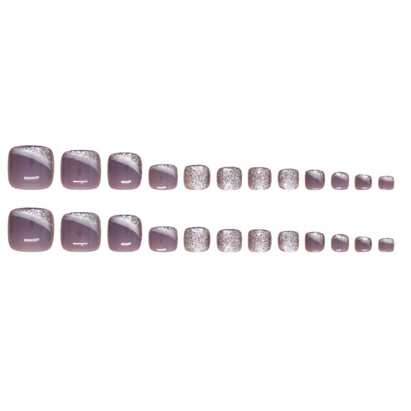 24 pcs Toe Fake Nails Toenail Wearable Nail Stickers Detachable False Nail Tips With Jelly Stickers Nails Art
