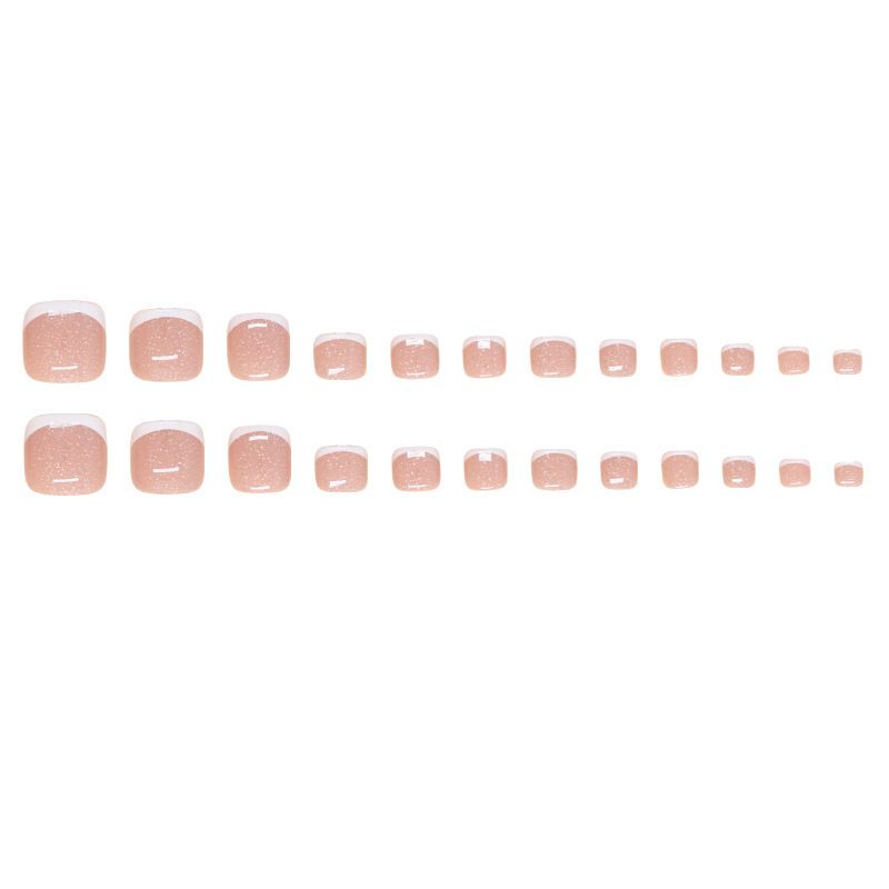 24 pcs Toe Fake Nails Toenail Wearable Nail Stickers Detachable False Nail Tips With Jelly Stickers Nails Art