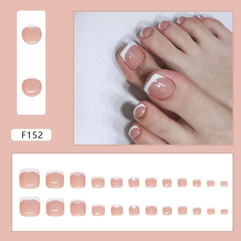 24 pcs Toe Fake Nails Toenail Wearable Nail Stickers Detachable False Nail Tips With Jelly Stickers Nails Art