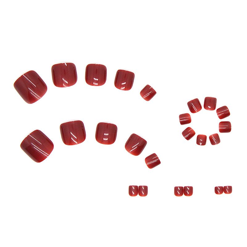 24 pcs Toe Fake Nails Toenail Wearable Nail Stickers Detachable False Nail Tips With Jelly Stickers Nails Art