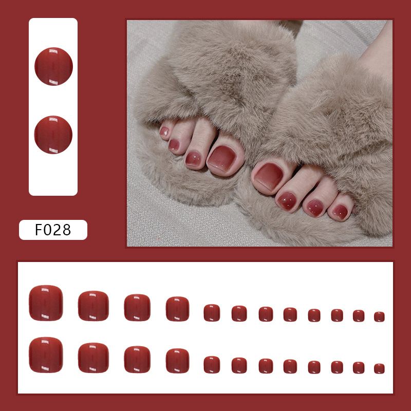 24 pcs Toe Fake Nails Toenail Wearable Nail Stickers Detachable False Nail Tips With Jelly Stickers Nails Art