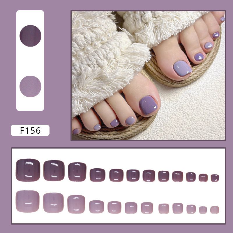 24 pcs Toe Fake Nails Toenail Wearable Nail Stickers Detachable False Nail Tips With Jelly Stickers Nails Art
