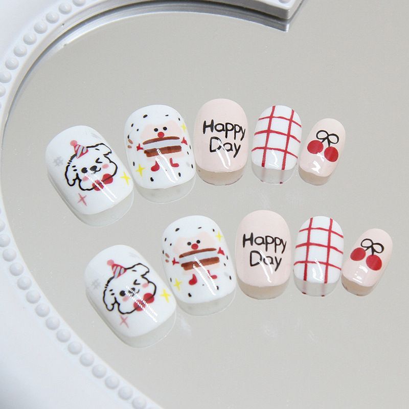24pcs Kids Makeup Nails Artificial Nails Chips Manicure Wearable Nail Stickers Nail Art Chips Finished Press on Nail Smudging Design for Child