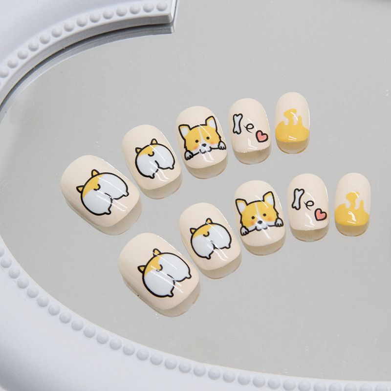 24pcs Kids Makeup Nails Artificial Nails Chips Manicure Wearable Nail Stickers Nail Art Chips Finished Press on Nail Smudging Design for Child