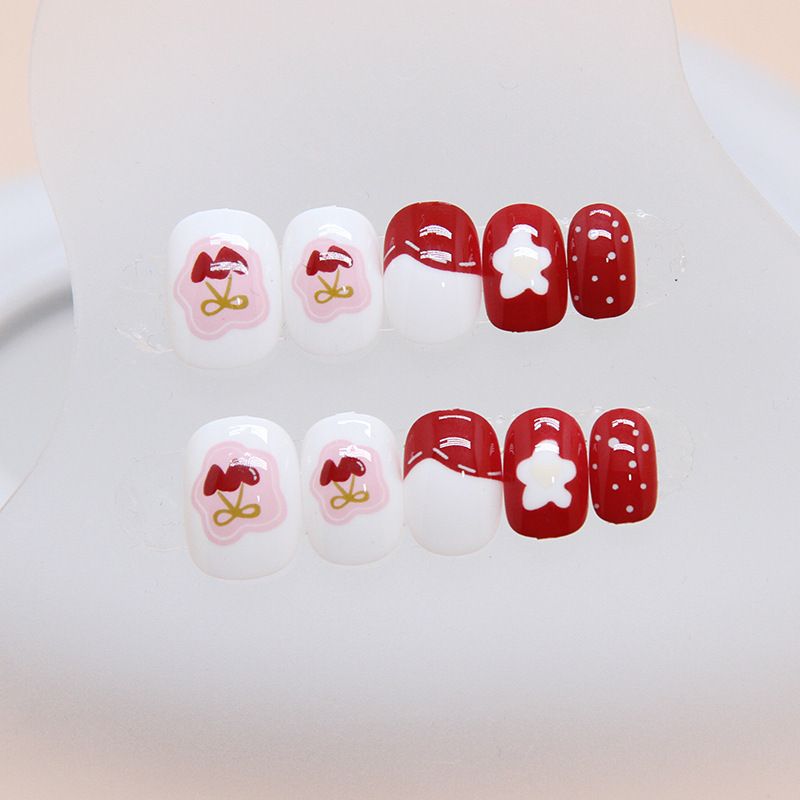 24pcs Kids Makeup Nails Artificial Nails Chips Manicure Wearable Nail Stickers Nail Art Chips Finished Press on Nail Smudging Design for Child