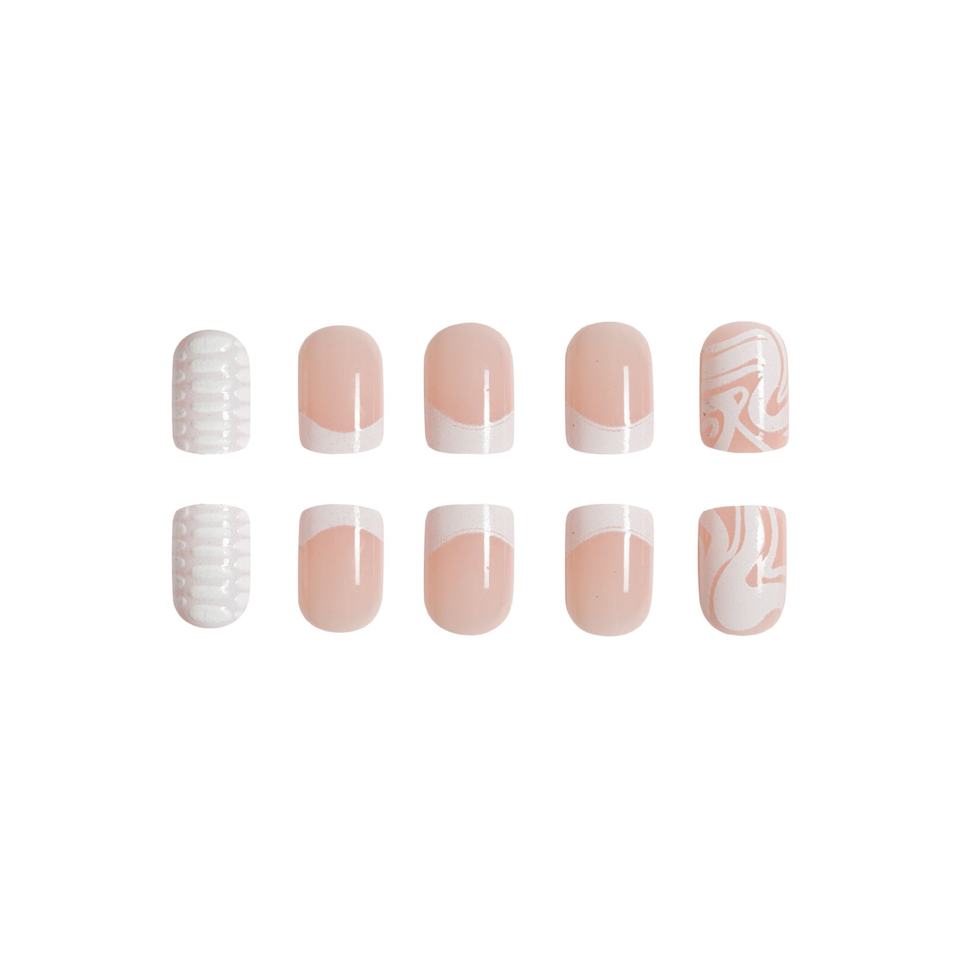24pcs Wearable Fake Nails Reusable Stick On Nails Press on Full Cover False Nail Tips with Jelly Stickers Makeup Accessories French Manicure