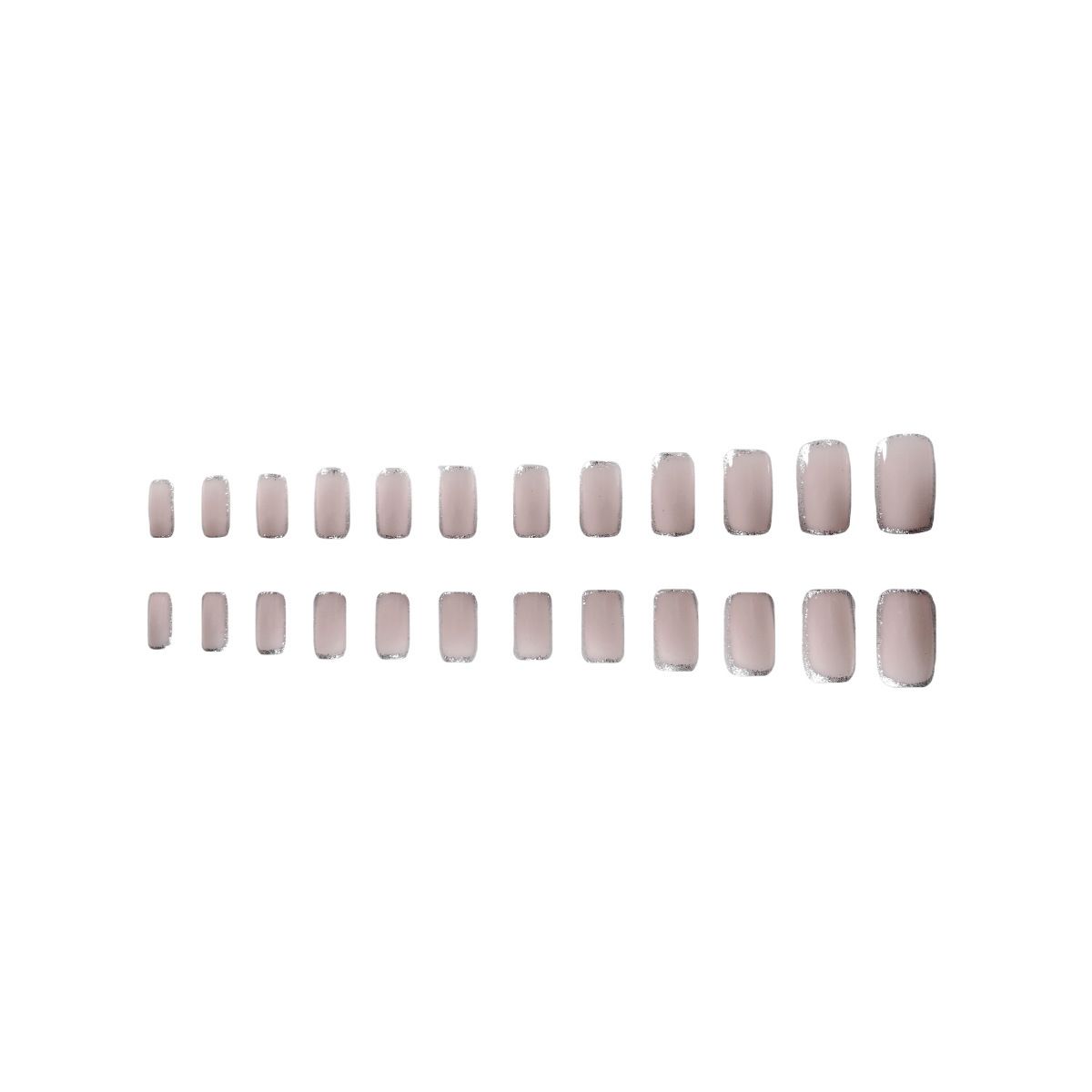 24pcs Shiny Fake Nails Reusable Stick On Nails Press on Full Cover False Nail Tips with Jelly Stickers Makeup Accessories Pink Naked Color