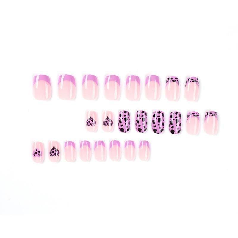 24pcs Wearable Fake Nails Reusable Stick On Nails Press on Full Cover False Nail Tips with Jelly Stickers Makeup Accessories view 9