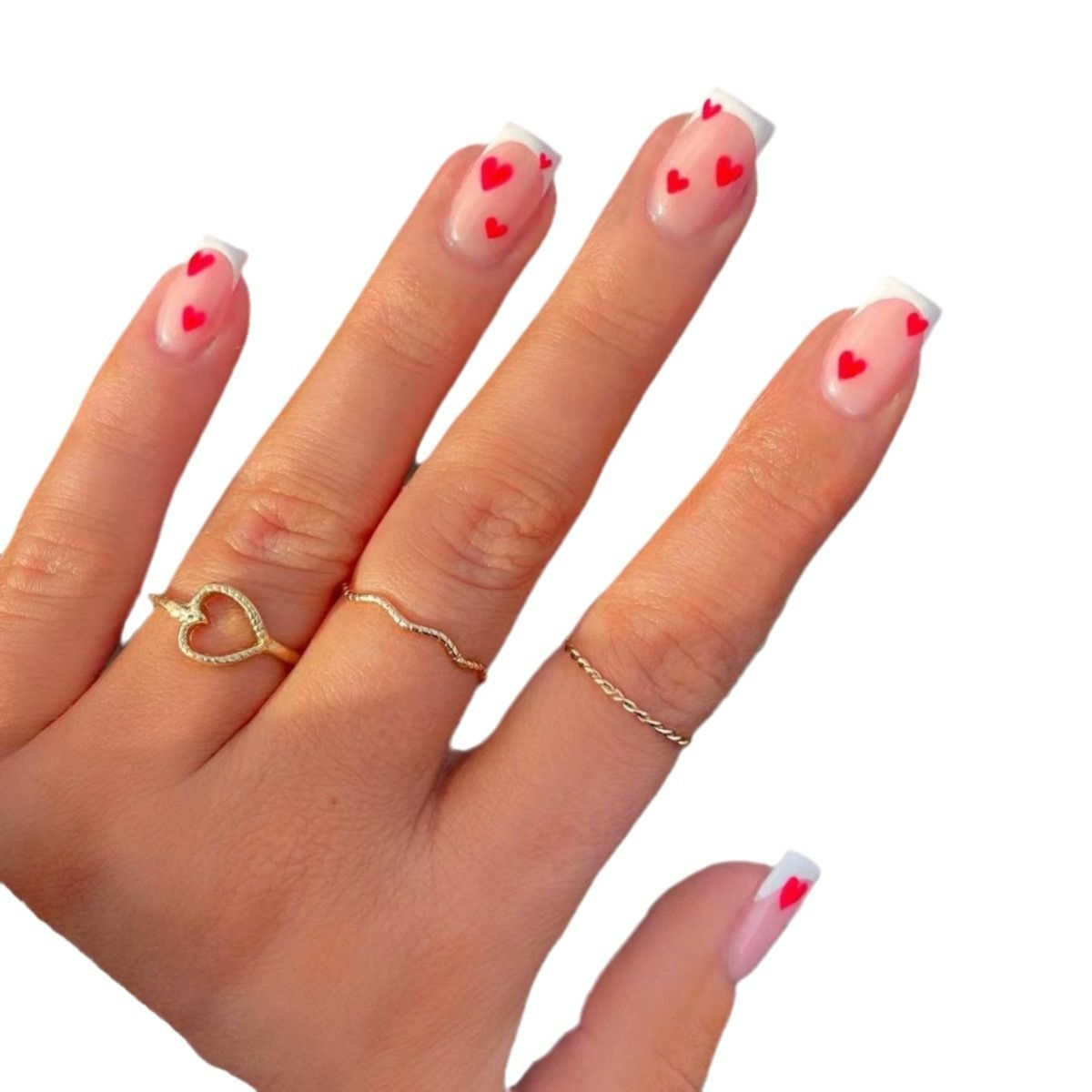 24pcs Wearable Fake Nails Reusable Stick On Nails Press on Full Cover Love Heart False Nail Tips with Jelly Stickers Makeup Accessories view 5