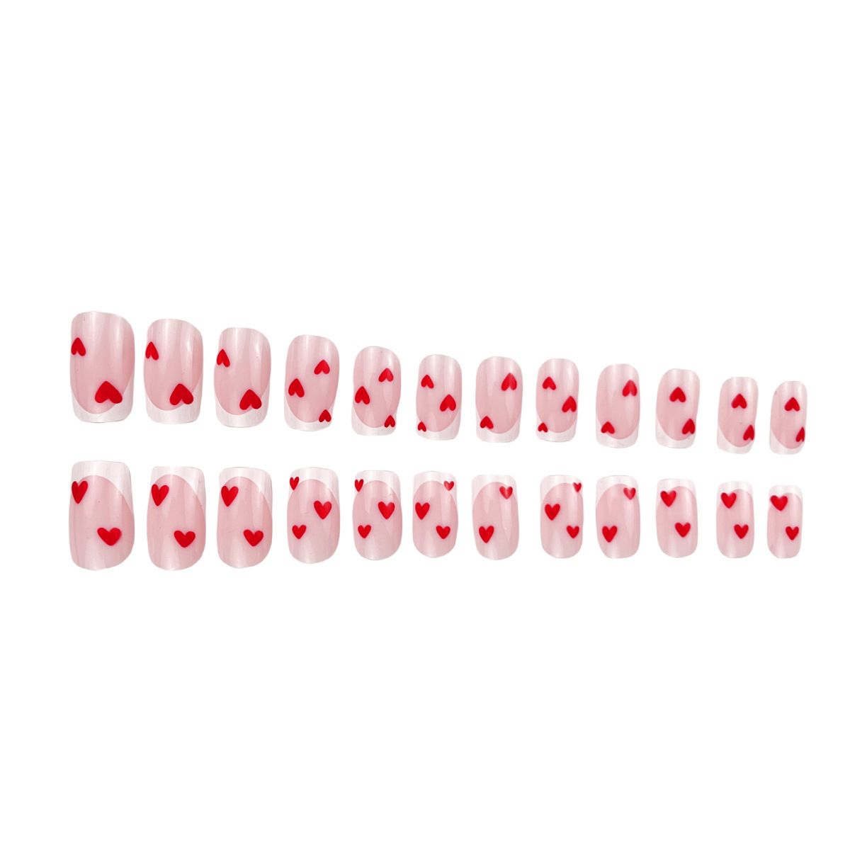 24pcs Wearable Fake Nails Reusable Stick On Nails Press on Full Cover Love Heart False Nail Tips with Jelly Stickers Makeup Accessories view 4