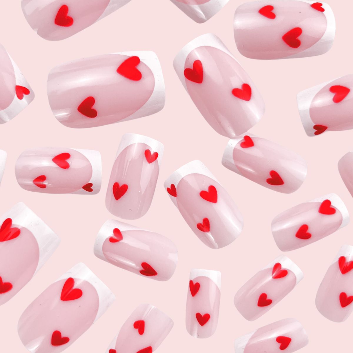 24pcs Wearable Fake Nails Reusable Stick On Nails Press on Full Cover Love Heart False Nail Tips with Jelly Stickers Makeup Accessories view 10