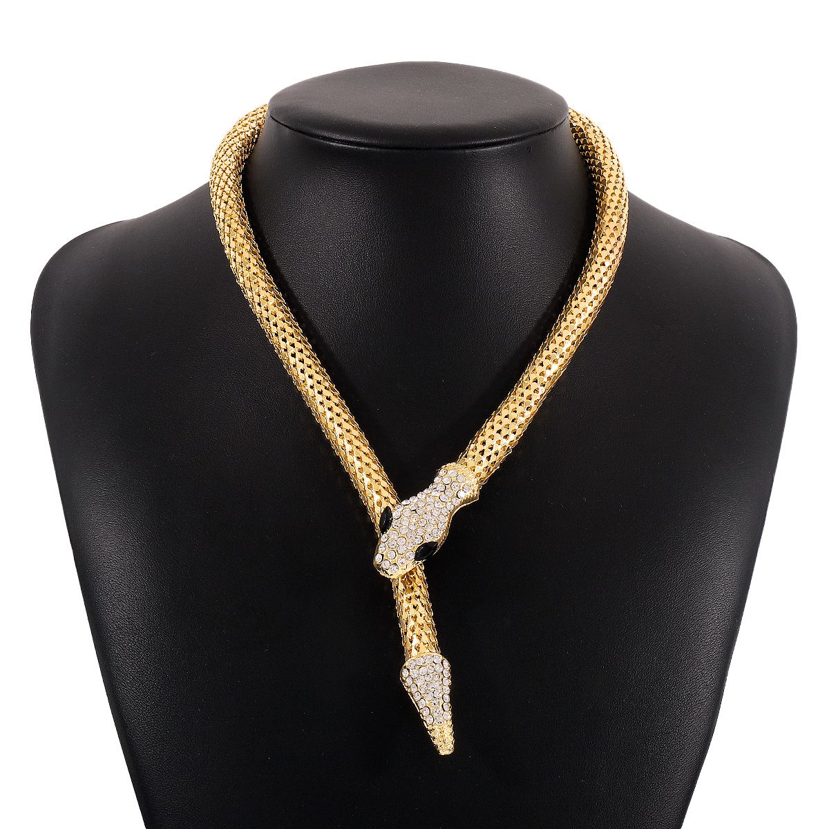 Luxy Snake Chain Necklace Golden Charm Hip Hop Fashion Jewelry Short Necklace For Woman Girl's Accessories Rhinestone
