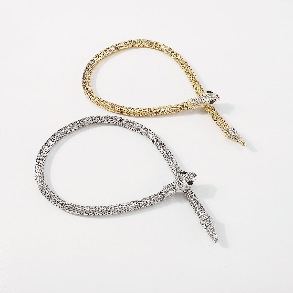 Luxy Snake Chain Necklace Golden Charm Hip Hop Fashion Jewelry Short Necklace For Woman Girl's Accessories Rhinestone