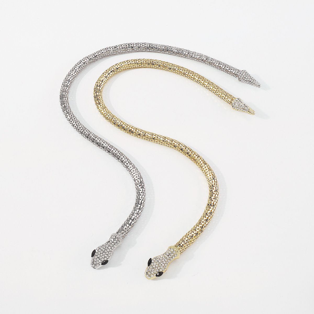 Luxy Snake Chain Necklace Golden Charm Hip Hop Fashion Jewelry Short Necklace For Woman Girl's Accessories Rhinestone