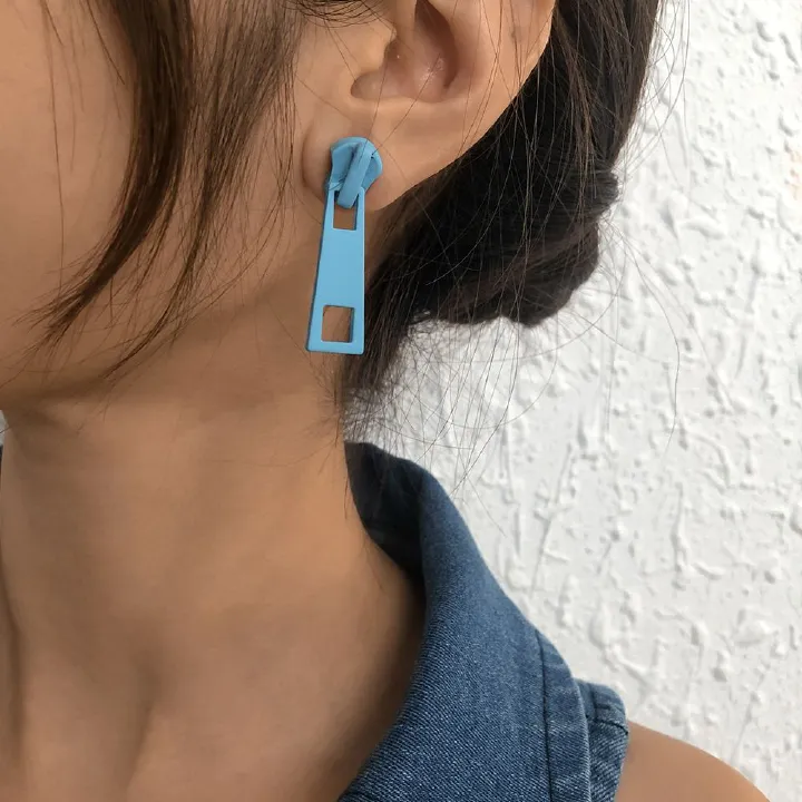 Women Earrings Creative Personality Relief Zipper Earrings Women's Fashion Accessories Jewellery Zip Candy Color