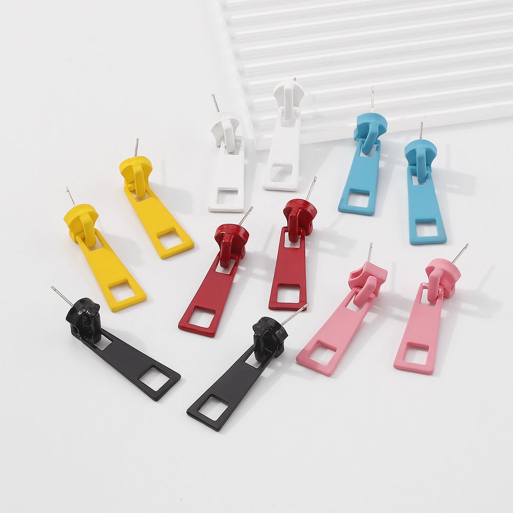 Women Earrings Creative Personality Relief Zipper Earrings Women's Fashion Accessories Jewellery Zip Candy Color