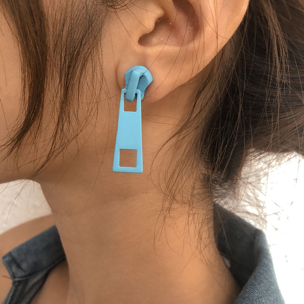 Women Earrings Creative Personality Relief Zipper Earrings Women's Fashion Accessories Jewellery Zip Candy Color