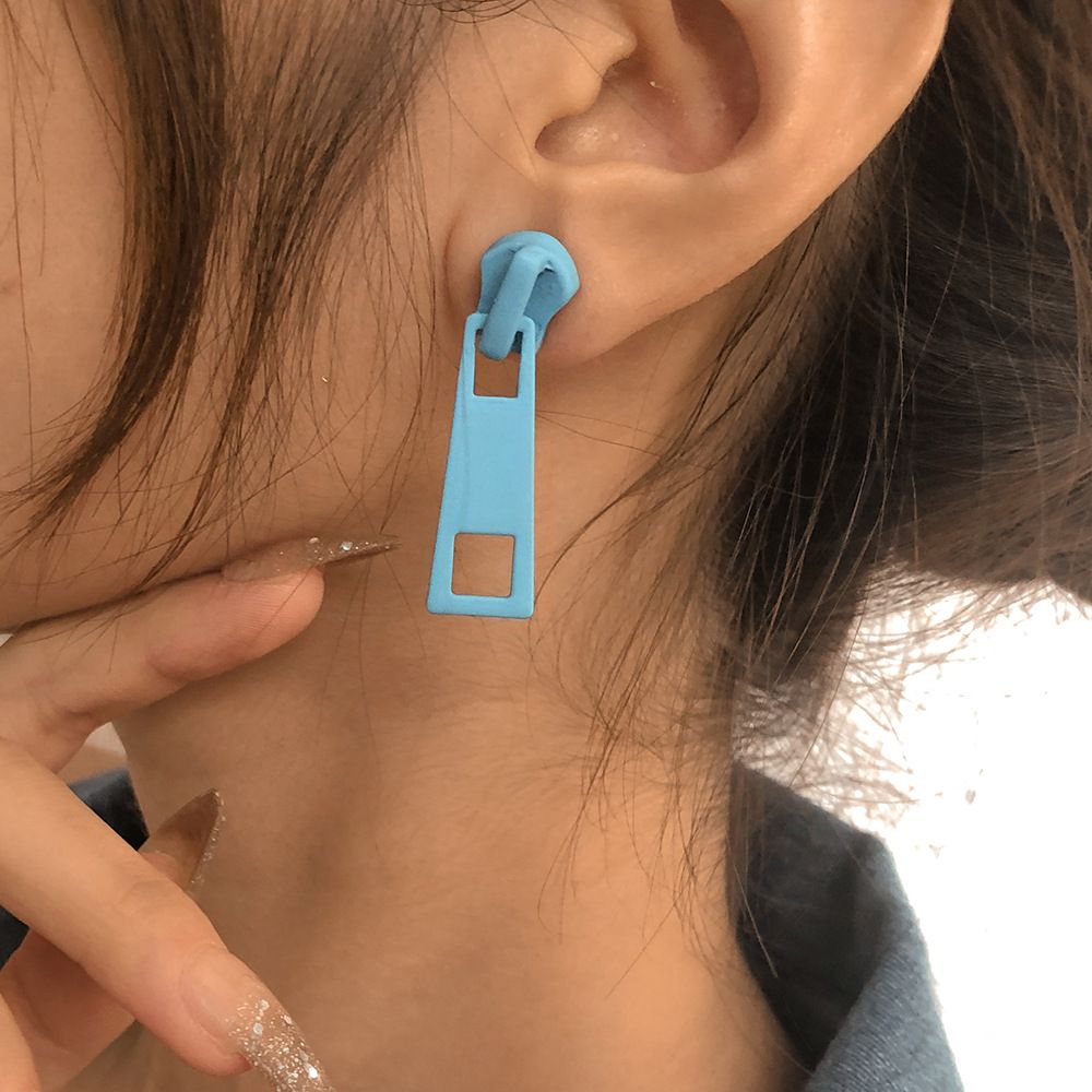 Women Earrings Creative Personality Relief Zipper Earrings Women's Fashion Accessories Jewellery Zip Candy Color