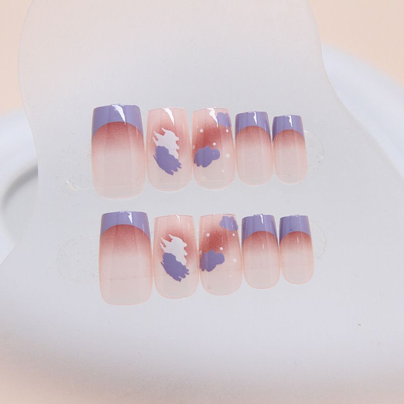 30pcs Wearable Fake Nails French Style Heart Reusable Stick On Nails Press on Full Cover False Nail Tips with Jelly Stickers Makeup Accessories view 5