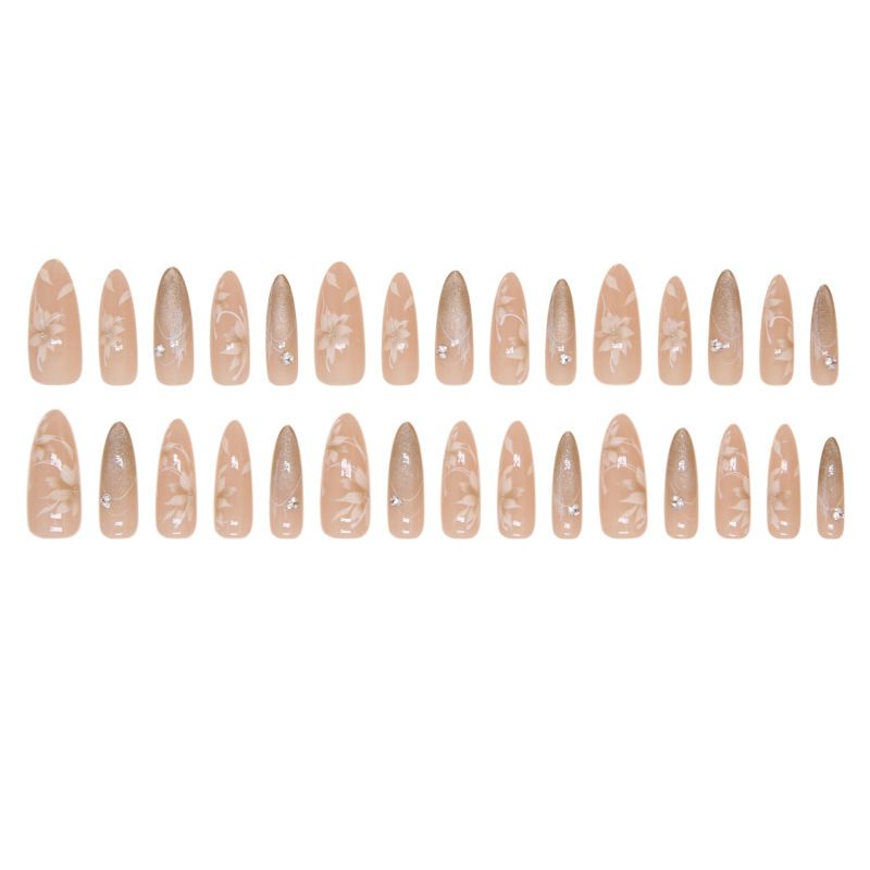 30pcs Wearable Fake Nails French Style Heart Reusable Stick On Nails Press on Full Cover False Nail Tips with Jelly Stickers Makeup Accessories view 10