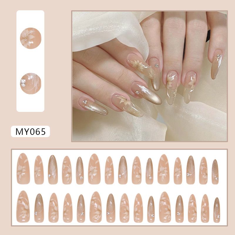 30pcs Wearable Fake Nails French Style Heart Reusable Stick On Nails Press on Full Cover False Nail Tips with Jelly Stickers Makeup Accessories view 9