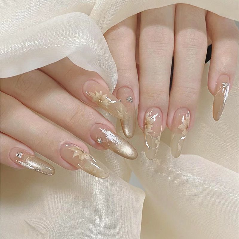 30pcs Wearable Fake Nails French Style Heart Reusable Stick On Nails Press on Full Cover False Nail Tips with Jelly Stickers Makeup Accessories view 3