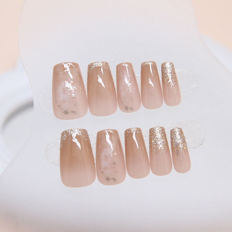24pcs Shiny Flower Wearable Fake Nails Reusable Stick On Nails Press on Full Cover False Nail Tips with Jelly Stickers Makeup Accessories