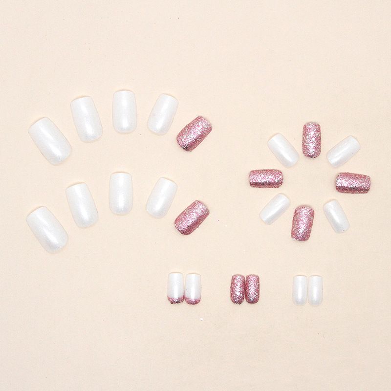 24pcs Shiny Wearable Fake Nails Reusable Stick On Nails Press on Full Cover False Nail Tips with Jelly Stickers Makeup Accessories view 6