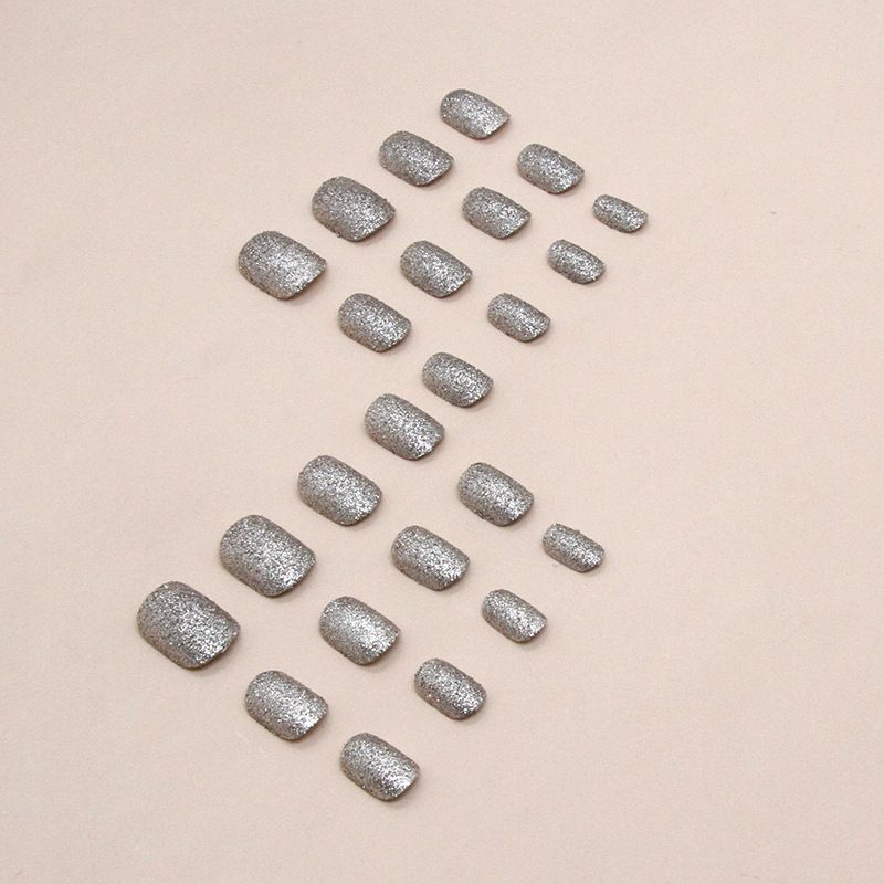 24pcs Shiny Wearable Fake Nails Reusable Stick On Nails Press on Full Cover False Nail Tips with Jelly Stickers Makeup Accessories view 8