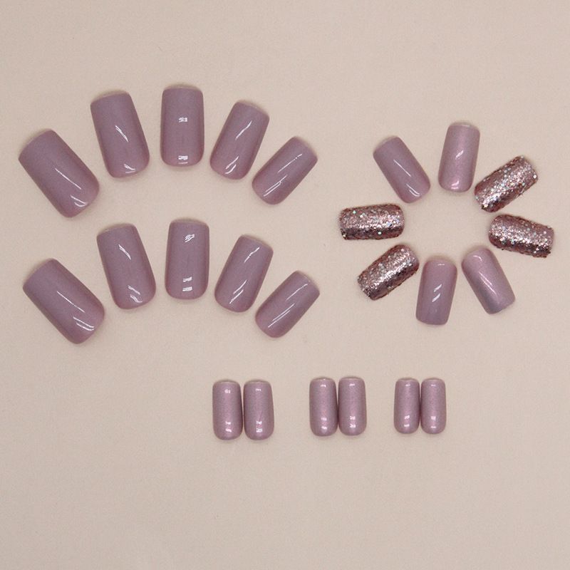 24pcs Shiny Wearable Fake Nails Reusable Stick On Nails Press on Full Cover False Nail Tips with Jelly Stickers Makeup Accessories view 10