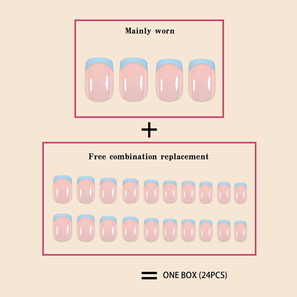 NEW 24pcs Wearable Fake Nails French Style Love Heart Reusable Stick On Nails Press on Full Cover False Nail Tips with Jelly Stickers Makeup Accessories