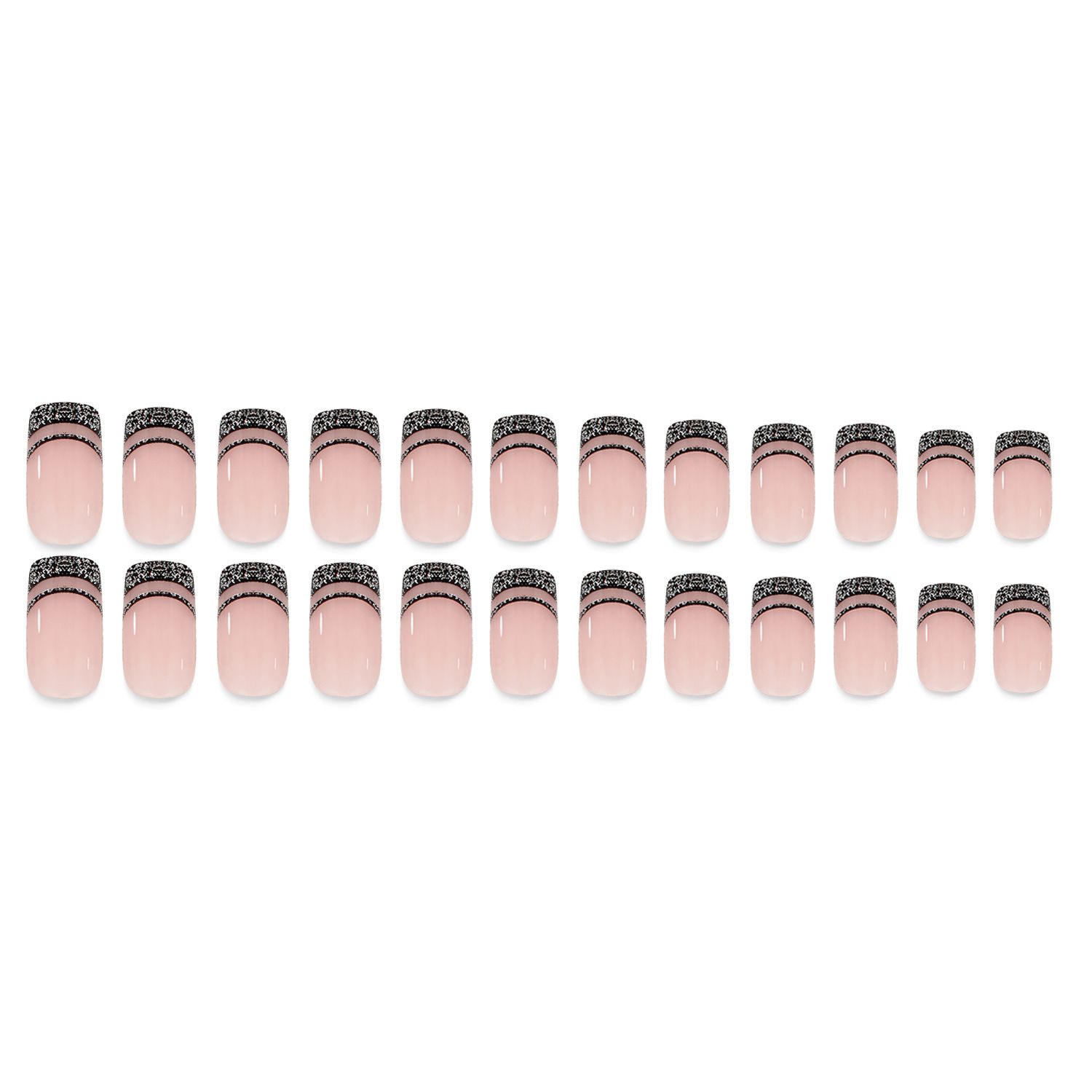 NEW 24pcs Wearable Fake Nails Black French Style Reusable Stick On Nails Press on Full Cover False Nail Tips with Jelly Stickers Makeup Accessories view 7