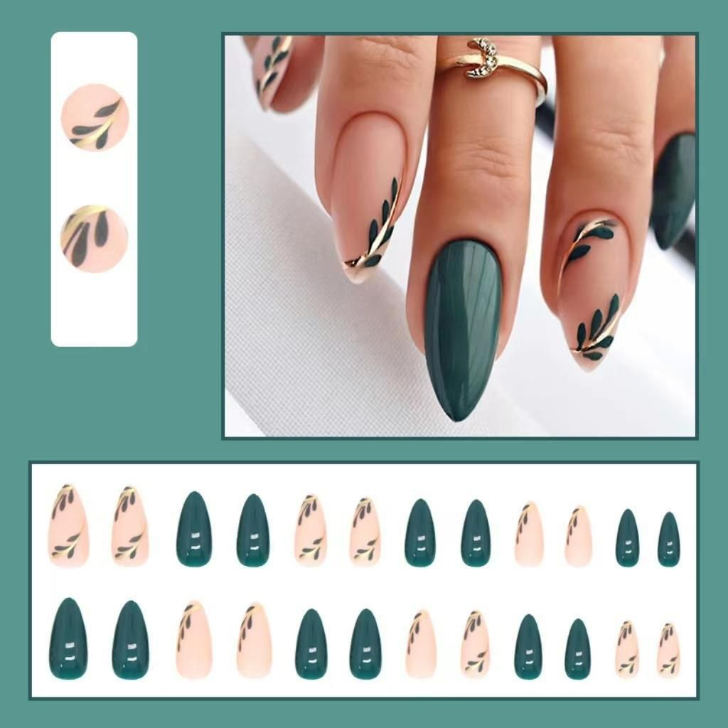 NEW 24pcs Flower Wearable Fake Nails Reusable Stick On Nails Press on Full Cover False Nail Tips with Jelly Stickers Makeup Accessories