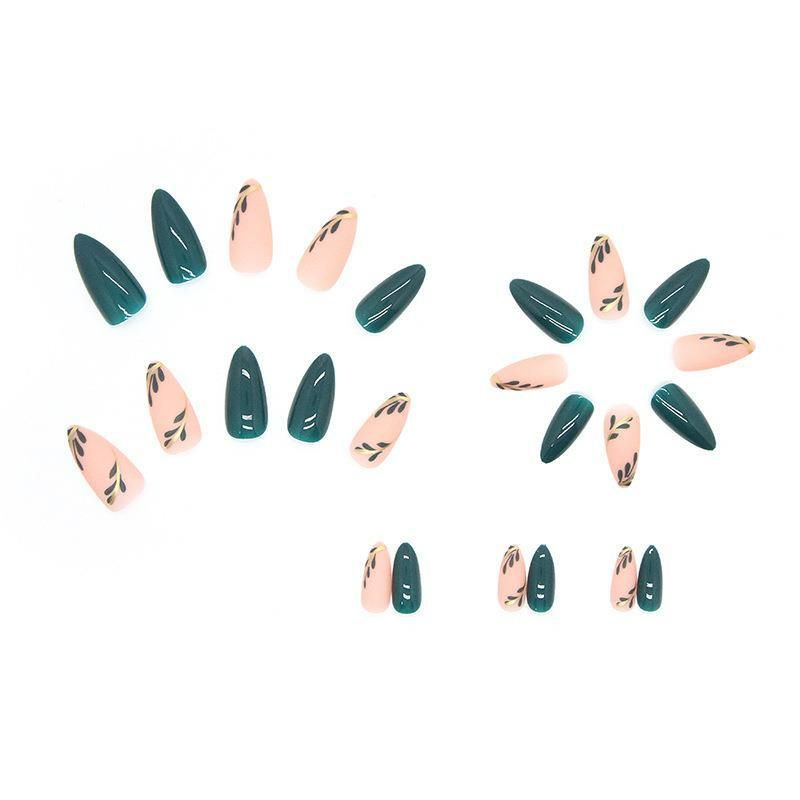NEW 24pcs Flower Wearable Fake Nails Reusable Stick On Nails Press on Full Cover False Nail Tips with Jelly Stickers Makeup Accessories