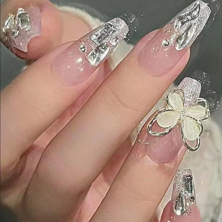 NEW 24pcs Bowknot Wearable Fake Nails Reusable Stick On Nails Press on Full Cover False Nail Tips with Jelly Stickers Makeup Accessories view 7